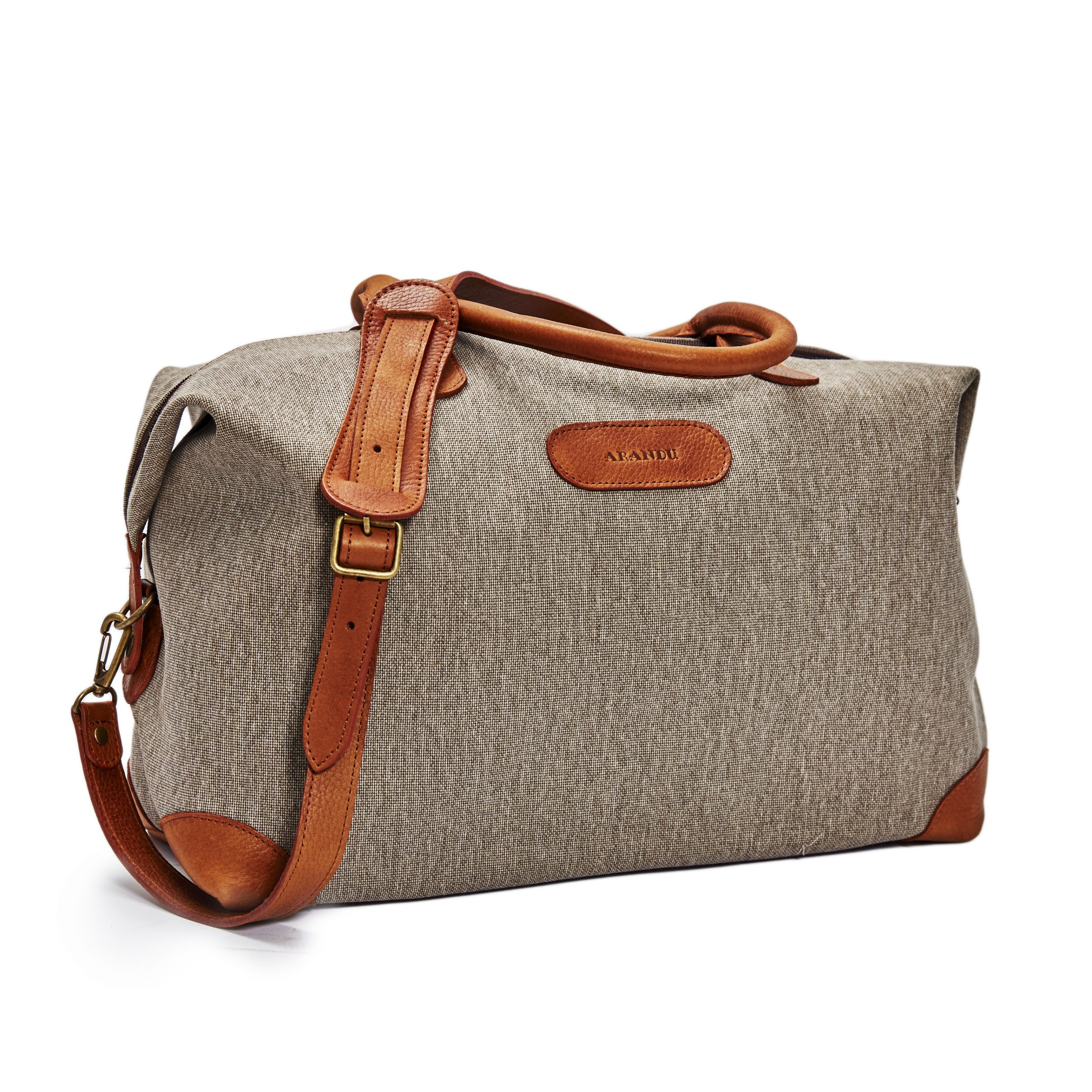 Ropa Carteras De Lona BOLSO DE LONA COLOR CANELA Y CUERO ARANDU